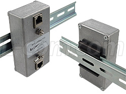 DIN rail mountable lightning protectors