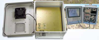 Detail of L-com's NEMA enclosure housing and the equipment
it can securely protect from harsh environment conditions.