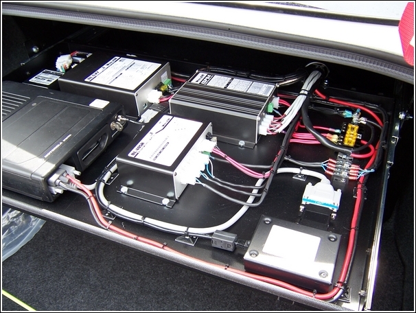 Trunk interior equipped with L-com D-Sub and Modular RJ45 cable assemblies