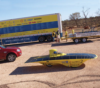 The Solar Car Team gets ready for another run.