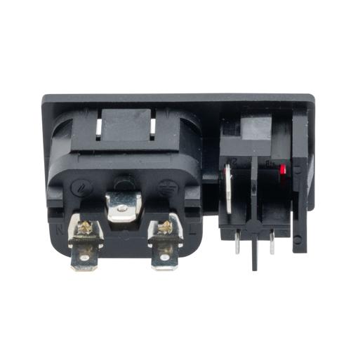 Horizontal Power Entry Module, Panel-Mount, C14 Inlet, Illuminated Red ...