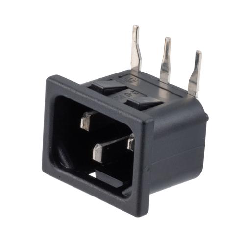 Picture of AC PEM C14, 3mm Panel Snap-In, Thru-hole PCB, Right Angle