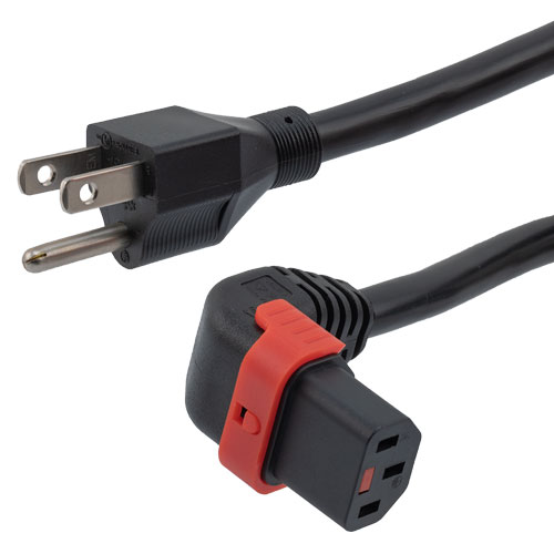 Picture of IEC LOCK C13+ Up angled to NEMA 5-15P, 15A, 125V, 6ft