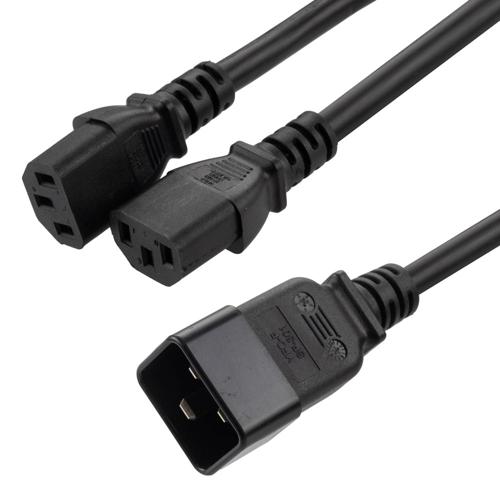 Picture of C20 Female to C13 Female Power Splitter Cord, Rated for 15 A, 10-foot Length