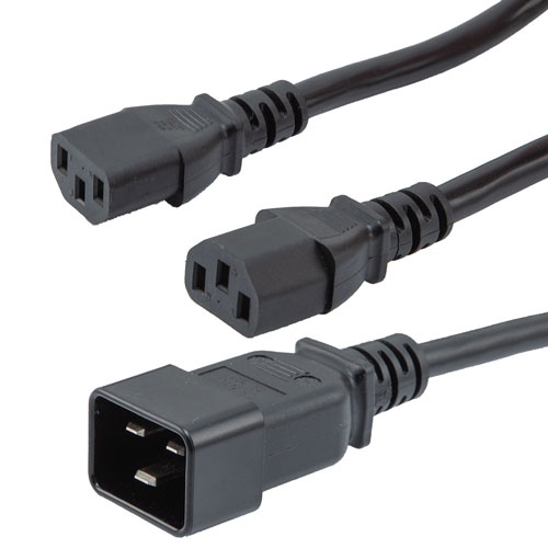 Picture of C20 - 2C13 Split Power Cord, 15A, 250V, 3 FT