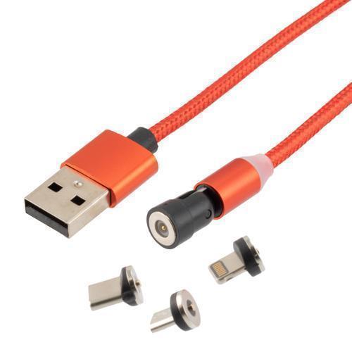 Picture of 540 degrees Rotating Smart Indicator Magnetic Cable, USB A to Type C/Micro/Lighting Compatible, M/M, 5 Volt, 1 Amp, 2 Meter