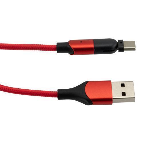 Usb Cable Two Reds 180 degrees Rotating Head, USB 2.0 A to C, M/M, Red Nylon Braided Cable ...