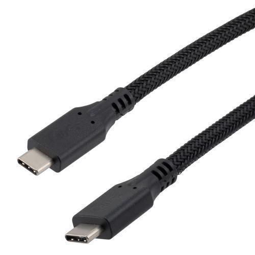 Picture of USB 4.0 Nylon Braided Cable, Type C Male to Type C Male, 40 Gbps, 240 Watt, Black Molded Plug, 1 Meter