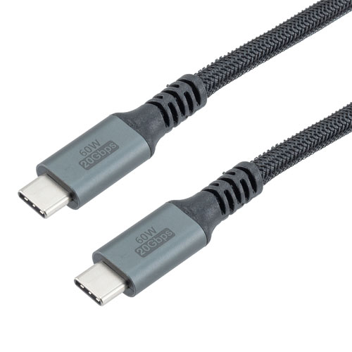 Picture of USB 3.2 Data Cable, Aluminum connector with Black Nylon Braid, 20Gbps, C Male Plug to C Male Plug, 20V 3A, 3M