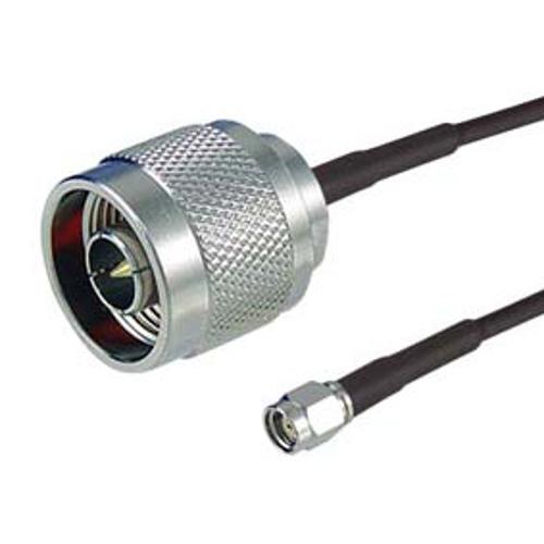 Picture of Low Loss Reverse Polarity SMA Plug to N Male Cable Assembly using CA-100 Coax, 2 FT