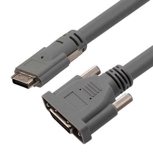 Picture of Camera Link Machine Vision High Flex Cable Assembly, MDR26 male plug to SDR26 male plug, PoCL Power Over Camera Link UL20276 PVC, Gray, 5M