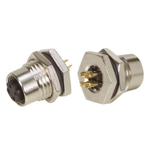 M12 4 Position D Code Female Receptacle, Front Mounting and Solder