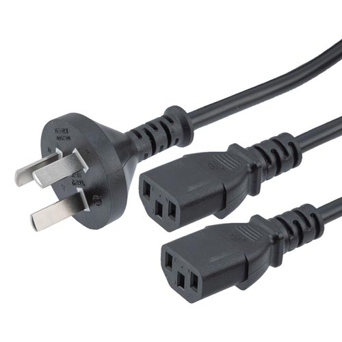 GB2099 Type I to Dual C13 International Splitter Power Cord 10 Amp 2M