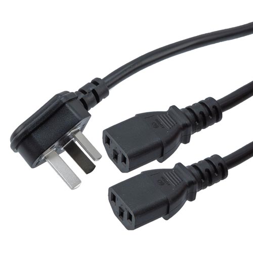 GB2099 Type I Downward Angle to Dual C13 International Spliter Power