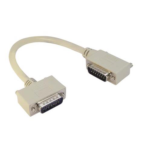 Picture of Deluxe Molded D-Sub Cable, DB15 Male / Right Angle Exit 2 Male, 2.5 ft