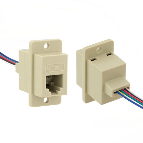 Picture of Modular Panel Jack, Cat 3, RJ12 (6x6) / Wires, 30µ, Ivory
