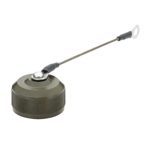 Dust Cap + Eyelet Lanyard for Ruggedized Flange Mount, ZincNickel ECRU3203U00