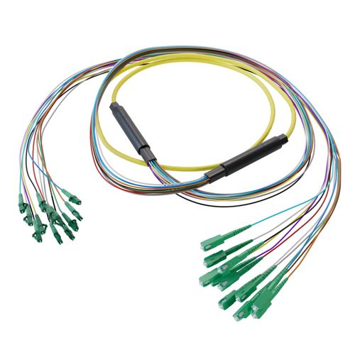 Picture of 12-Fiber LC APC to SC APC, OS2 Single Mode Distribution Cable, 6.2mm Plenum, 2.0mm breakout, Yellow-30M