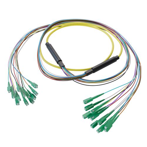 Picture of 12-Fiber SC APC to SC APC, OS2 Single Mode Distribution Cable, 6.2mm Riser, 2.0mm breakout, Yellow-30M