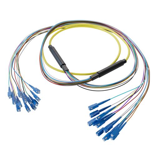 Picture of 12-Fiber SC UPC to SC UPC, OS2 Single Mode Distribution Cable, 6.2mm Plenum, 2.0mm breakout, Yellow-30M