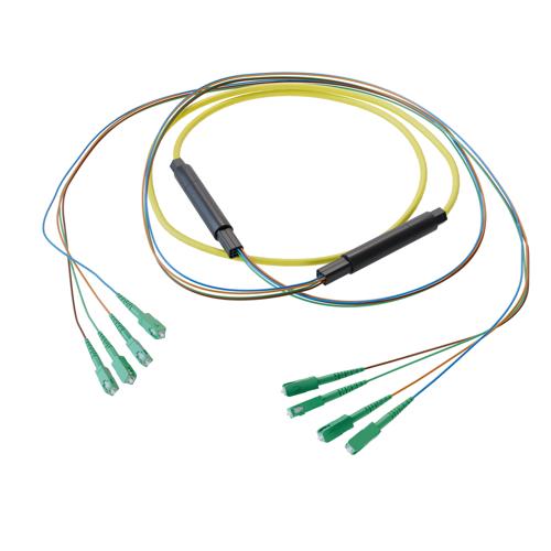 Picture of 4-Fiber SC APC to SC APC, OS2 Single Mode Indoor Distribution Cable, 4.5mm Plenum, 2.0mm breakout, Yellow-30M