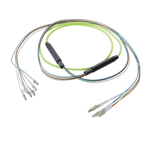 Picture of 6-Fiber LC UPC to LC UPC, OM5 Multimode Distribution Cable, 5.0mm LSZH, 2.0mm breakout, Lime Green-10M