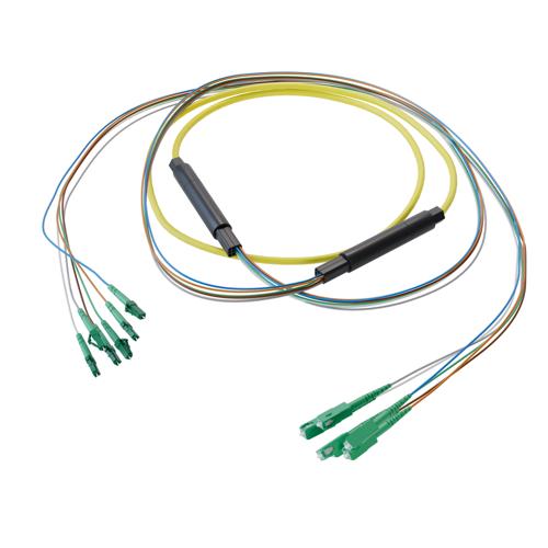 Picture of 6-Fiber LC APC to SC APC, OS2 Single Mode Distribution Cable, 5.0mm Riser, 2.0mm breakout, Yellow-30M