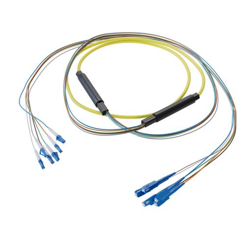 Picture of 6-Fiber LC UPC to SC UPC, OS2 Single Mode Distribution Cable, 5.0mm Riser, 2.0mm breakout, Yellow-30M