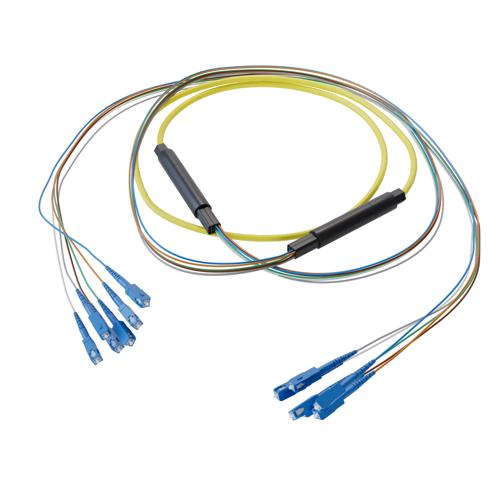 Picture of 6-Fiber SC UPC to SC UPC, OS2 Single Mode Distribution Cable, 5.0mm Riser, 2.0mm breakout, Yellow-30M