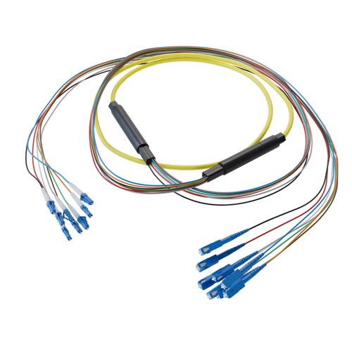 Picture of 8-Fiber LC UPC to SC UPC, OS2 Single Mode Distribution Cable, 5.6mm Riser, 2.0mm breakout, Yellow-30M
