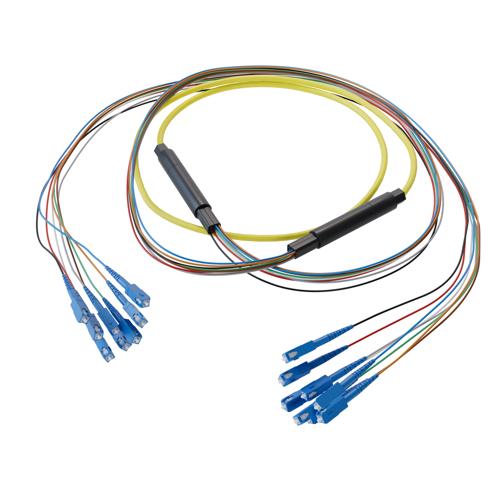 Picture of 8-Fiber SC UPC to SC UPC, OS2 Single Mode Distribution Cable, 5.6mm Plenum, 2.0mm breakout, Yellow-30M