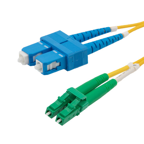 Picture of Fiber Optic Patch Cable LC/APC to SC/UPC Duplex 9/125 single mode OS2 OFNP, 15 meter