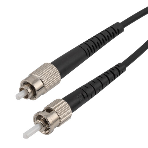 Picture of Fiber Optic Patch Cable FC/UPC to ST/UPC Simplex 50/125 OM4 MMF 3.0mm Black, (LSZH) w/ internal spiral armor, 15 meter