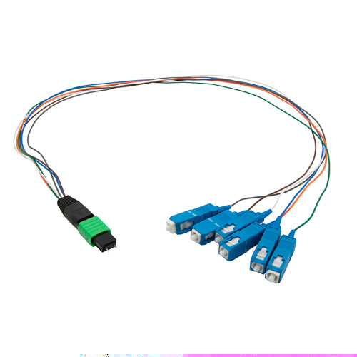Picture of Fiber Optic Patch Assembly Single Mode OS2, 6 Fiber MPO (male) to SC/UPC 0.9mm PVC - 0.5M