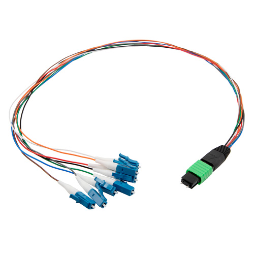 Picture of Fiber Optic Patch Assembly Single Mode OS2, 8 Fiber MPO (male) to LC/UPC 0.9mm PVC - 0.5M