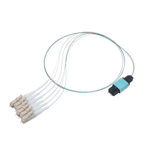 Picture of Fiber Optic Patch Assembly Multimode OM3, 6 Fiber MPO (male) to LC/PC 0.25mm Bare Fiber - 0.5M