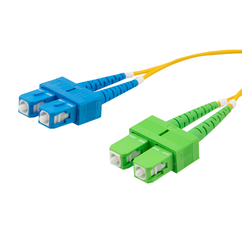 Picture of Fiber Optic Patch Cable SC/APC to SC/UPC Duplex 9/125 single mode OS2 LSZH, 3 meter