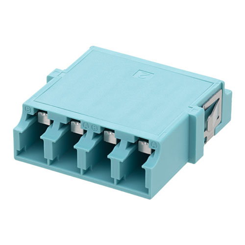 Picture of LC Internal Shutter Coupler, Quad, No Flange, Aqua