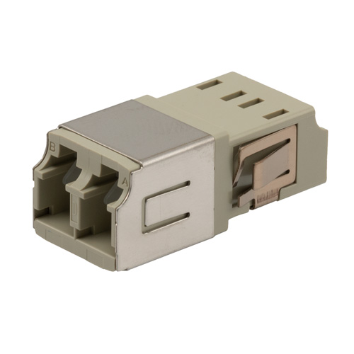 Picture of Fiber Coupler, LC/LC Duplex, Translucent Internal Shutter, Side Spring, High Density, No Flange, Beige