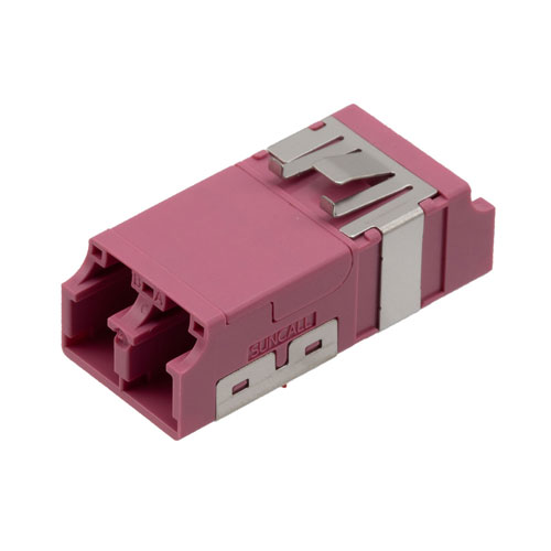Picture of Fiber Coupler, LC/LC SlimLine Duplex, Translucent Internal Shutter, Vertical Spring, High Density Reduced Height, No Flange, Heather Violet