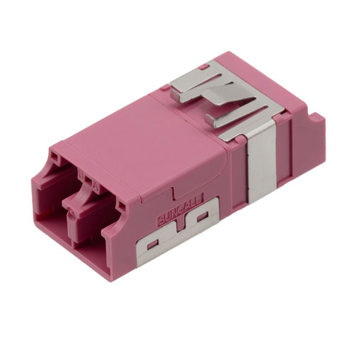Picture of Fiber Coupler, LC/LC SlimLine Duplex, White Internal Shutter, Vertical Spring, High Density Reduced Height, No Flange, Heather Violet