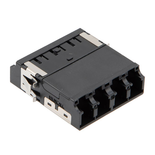 Fiber Coupler, LC/LC SlimLine Quad, Translucent Internal Shutter, Side ...