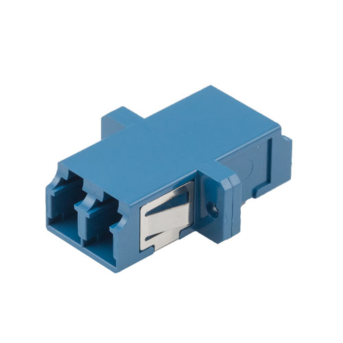 Picture of Fiber Optic Economy Coupler, LC, duplex w/ SC footprint single mode, plastic body, PEI clip, ceramic sleeve, w/ flange