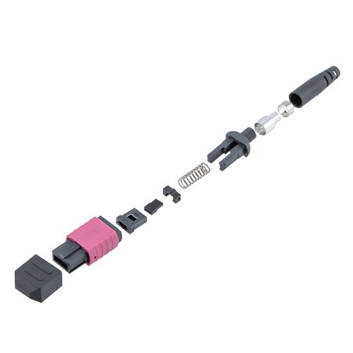 Picture of Fiber Connector, MPO Female, 12 Fiber, for 4.0mm MMF, Violet, Short boot, Low-loss
