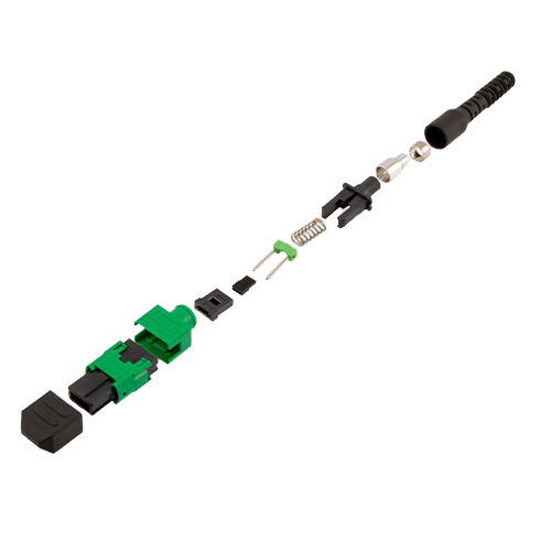 Picture of Fiber Connector, MPO Male, 12 Fiber, for 3.0mm SMF, Green, Pull boot