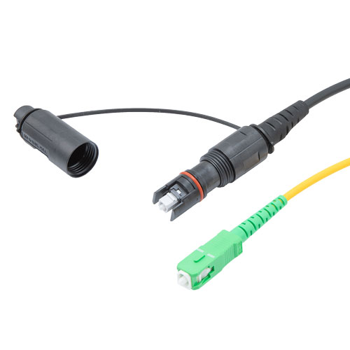 Picture of Fiber Optic Outdoor patch cable, Simplex SMF(G.657.A2), Mini-IP SC/APC to single SC/APC with 5.0mm LSZH jacket, 15M