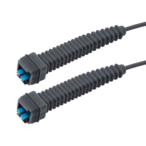 Picture of Fiber Optic Outdoor patch cable, Duplex SMF(G.652.D), NSN flexible boot LC/UPC to NSN flexible boot LC/UPC with 4.8mm LSZH jacket, 1M