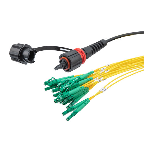 IP68 ODVA Compatible MPO APC female to LC APC fan-out, 24 fiber, SM OS2 ...