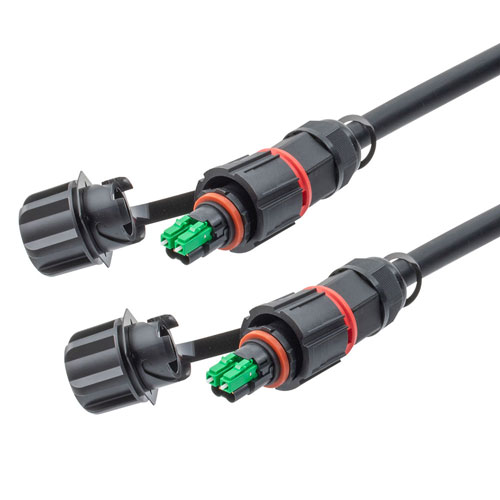 Picture of Fiber optic, IP68 Hybrid LC/APC (2x 12AWG pin contacts) to IP68 Hybrid LC/APC, single mode, 10.5mm LSZH, 20 meter cable assembly
