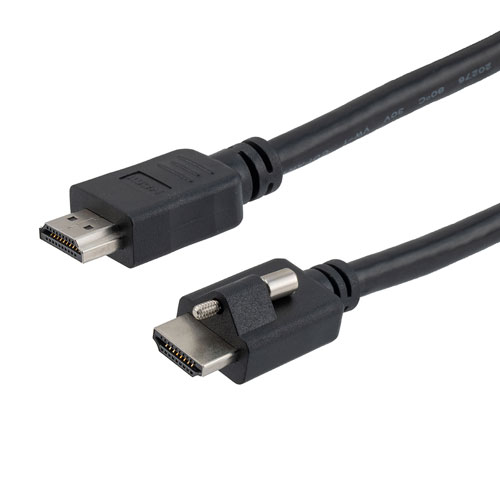 Picture of Ultra High Speed Locking HDMI Cable, Lock Male with Top Screw to Standard Male, Supports 8K Resolutions, HDR & VRR, Black, 1.0 Meter